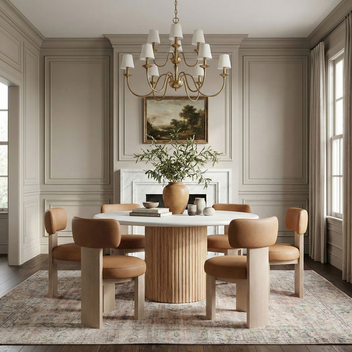 Atelier Vegan Leather Upholstered Dining Chair — Cognac / Painted Natural