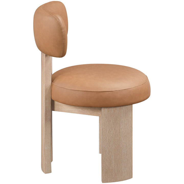 Atelier Vegan Leather Upholstered Dining Chair — Cognac / Painted Natural