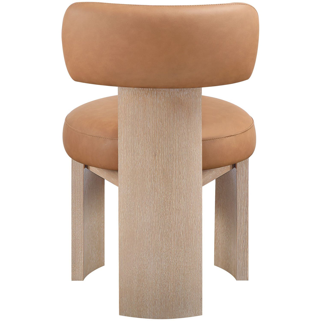 Atelier Vegan Leather Upholstered Dining Chair — Cognac / Painted Natural
