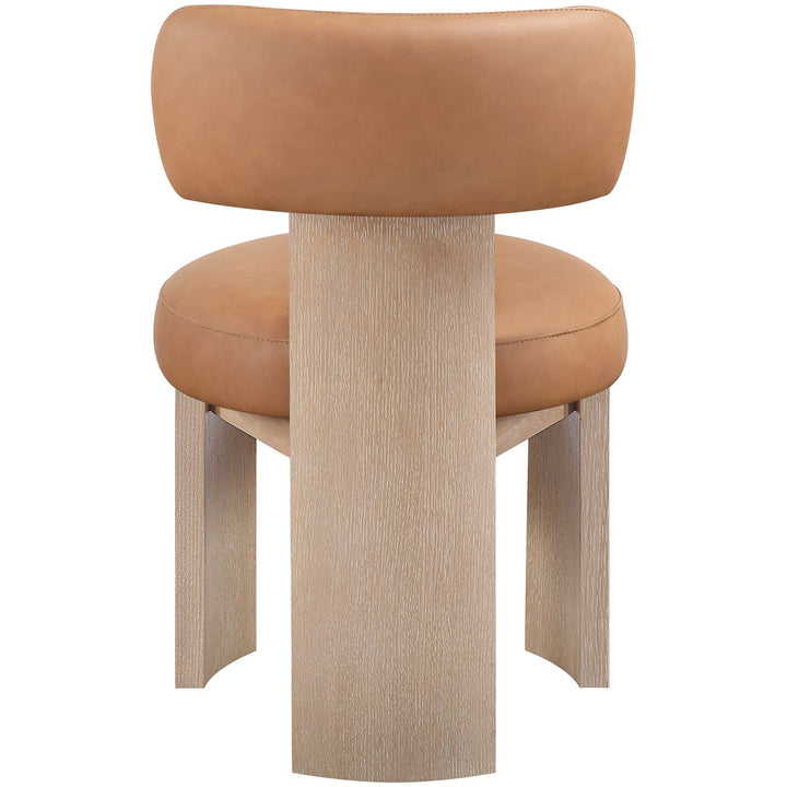 Atelier Vegan Leather Upholstered Dining Chair — Cognac / Painted Natural