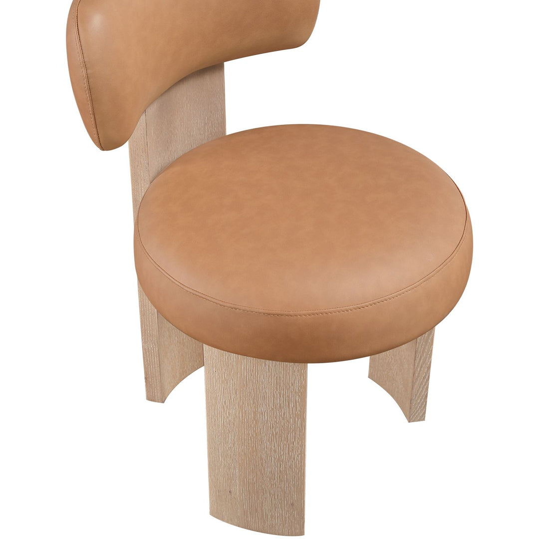 Atelier Vegan Leather Upholstered Dining Chair — Cognac / Painted Natural