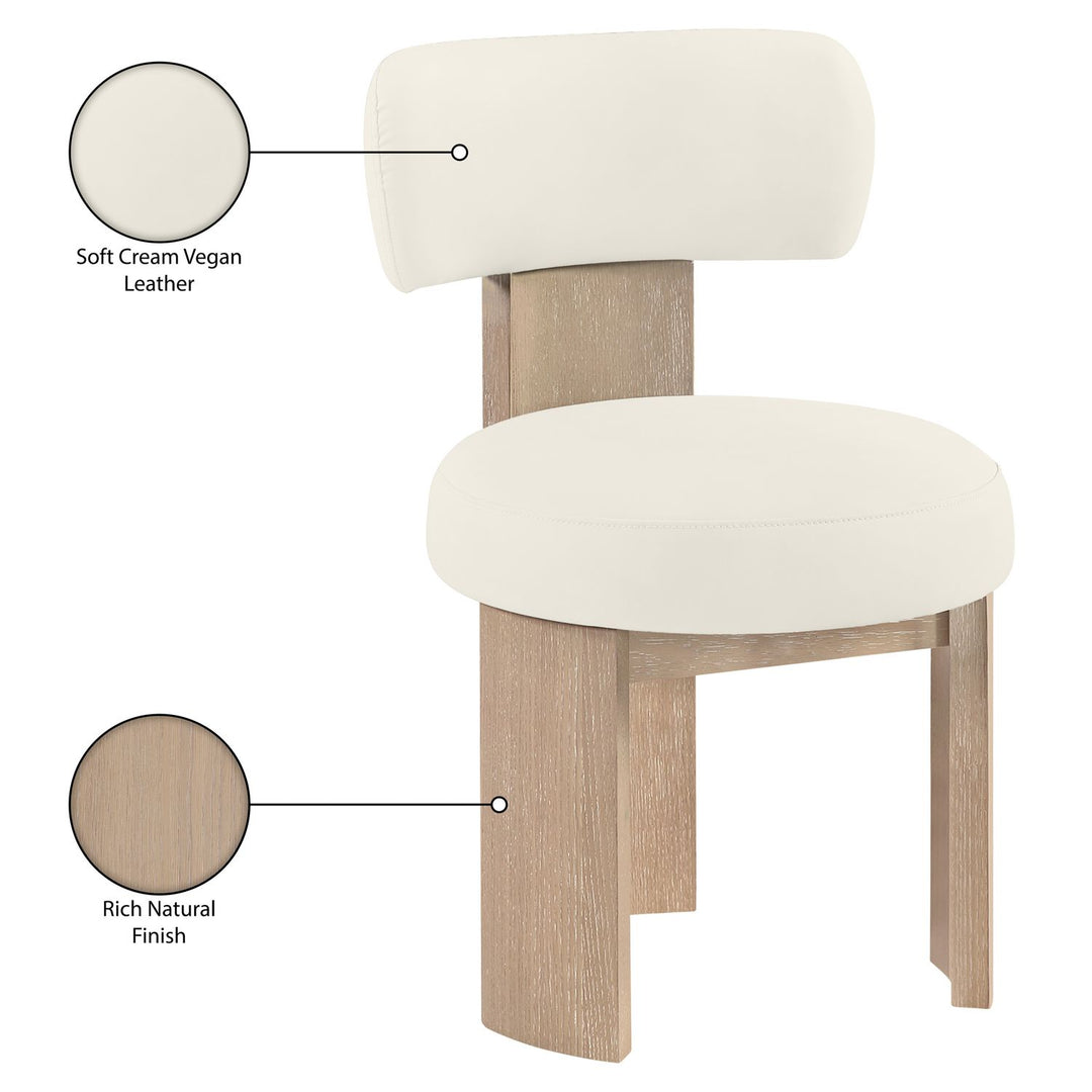 Atelier Vegan Leather Upholstered Dining Chair — Cream / Painted Natural