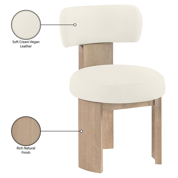 Atelier Vegan Leather Upholstered Dining Chair — Cream / Painted Natural