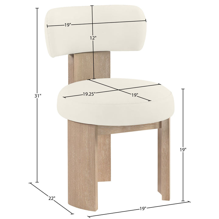Atelier Vegan Leather Upholstered Dining Chair — Cream / Painted Natural