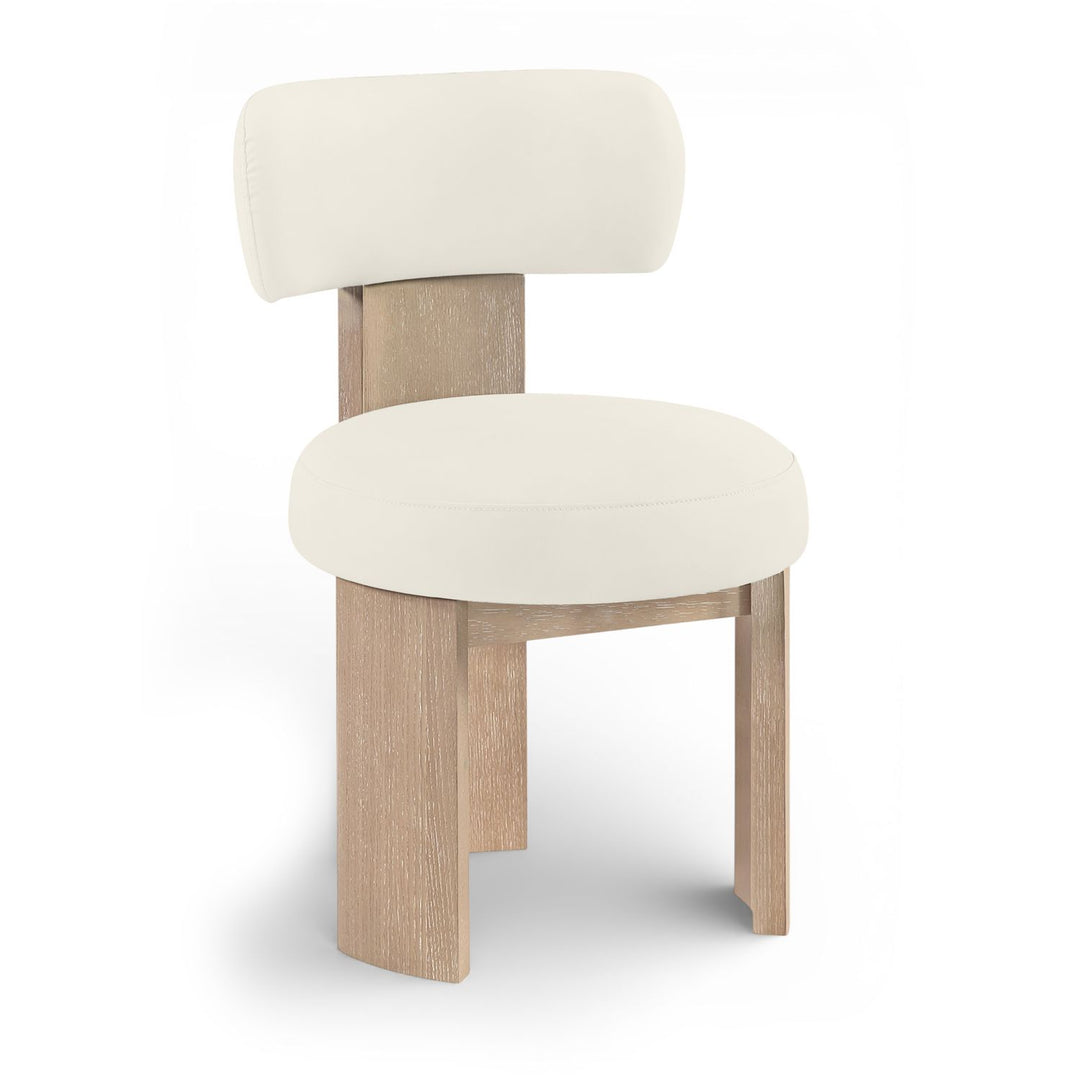 Atelier Vegan Leather Upholstered Dining Chair — Cream / Painted Natural