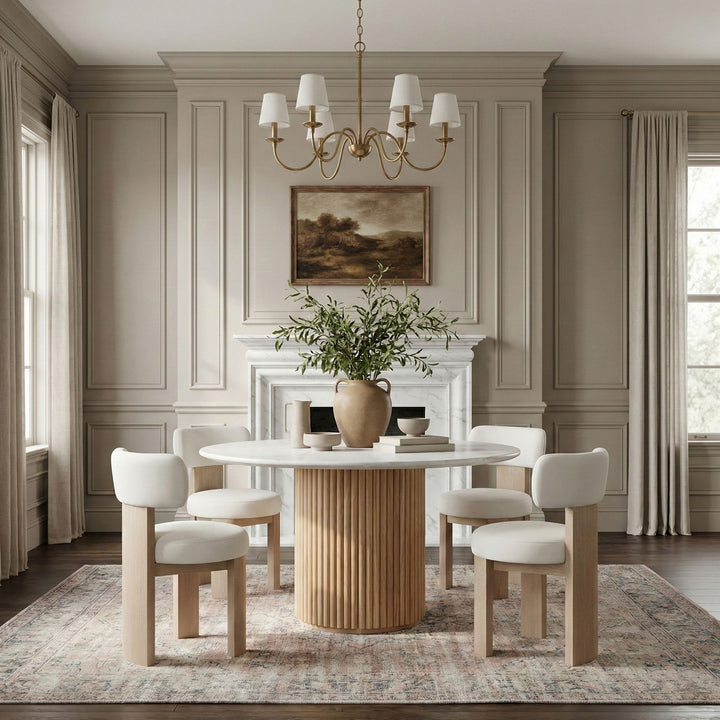 Atelier Vegan Leather Upholstered Dining Chair — Cream / Painted Natural