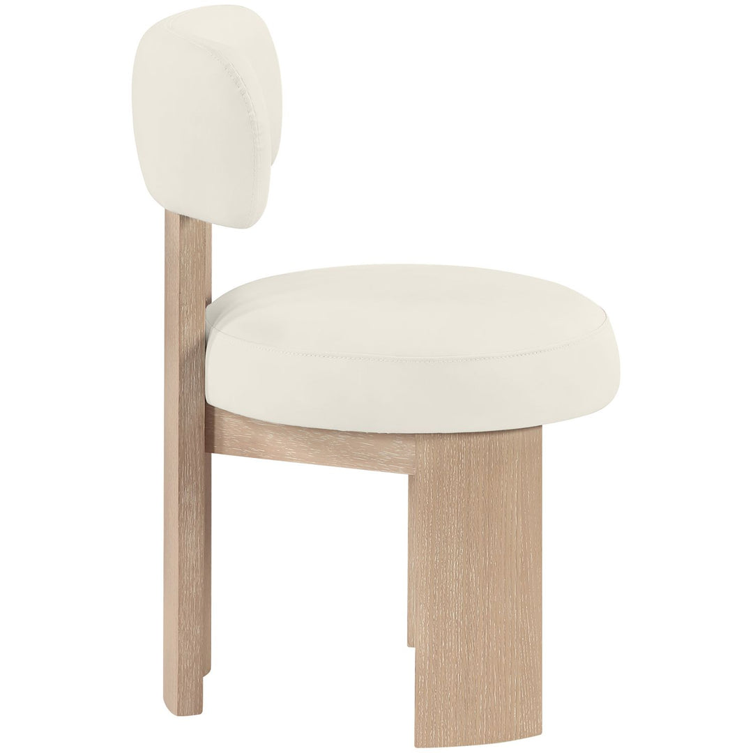 Atelier Vegan Leather Upholstered Dining Chair — Cream / Painted Natural