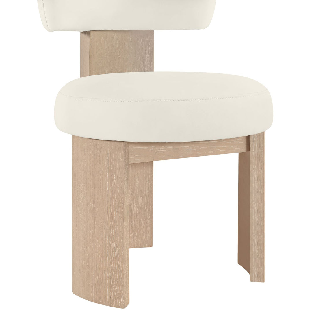 Atelier Vegan Leather Upholstered Dining Chair — Cream / Painted Natural
