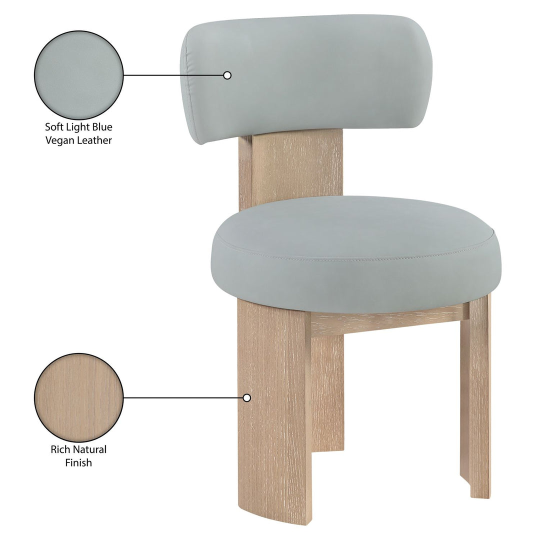 Atelier Vegan Leather Upholstered Dining Chair — LtBlu / Painted Natural