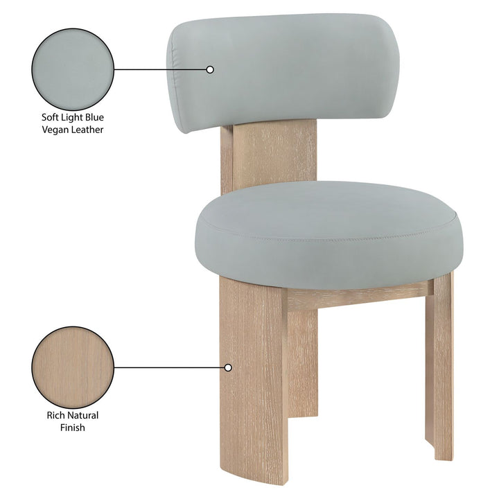 Atelier Vegan Leather Upholstered Dining Chair — LtBlu / Painted Natural