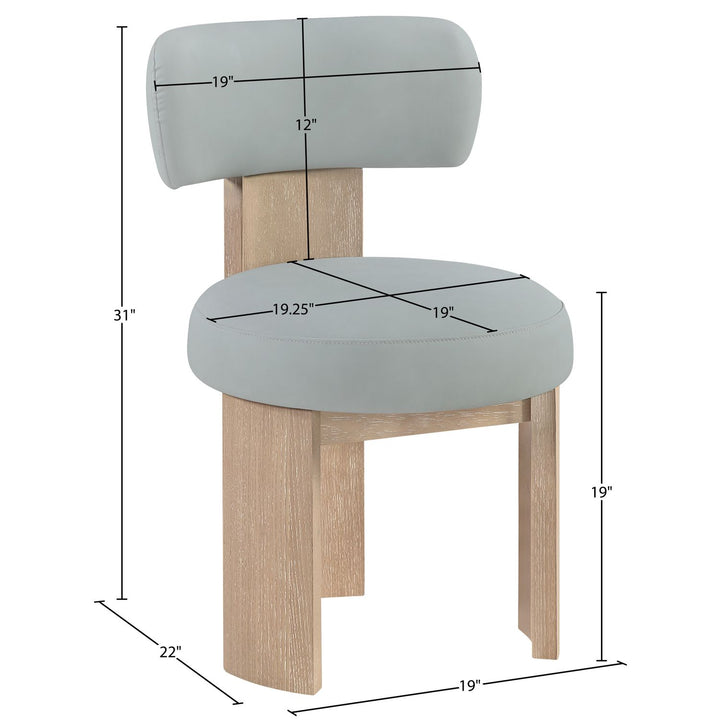 Atelier Vegan Leather Upholstered Dining Chair — LtBlu / Painted Natural