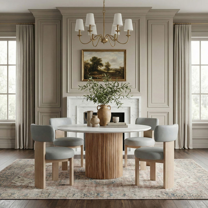Atelier Vegan Leather Upholstered Dining Chair — LtBlu / Painted Natural