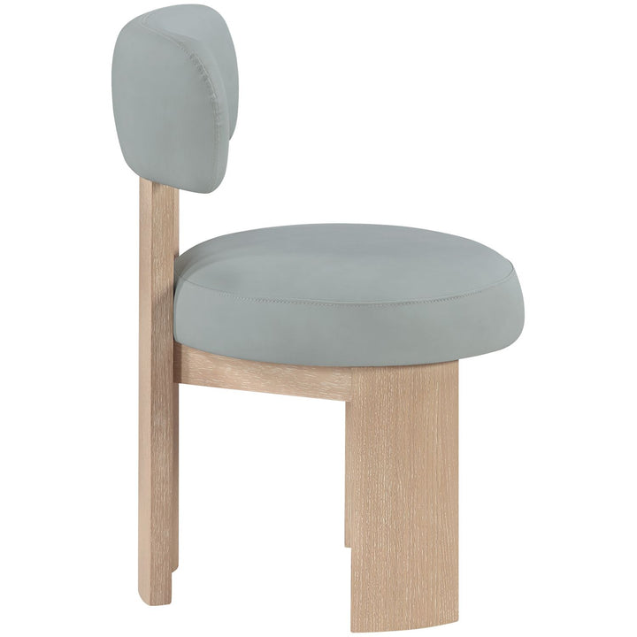Atelier Vegan Leather Upholstered Dining Chair — LtBlu / Painted Natural