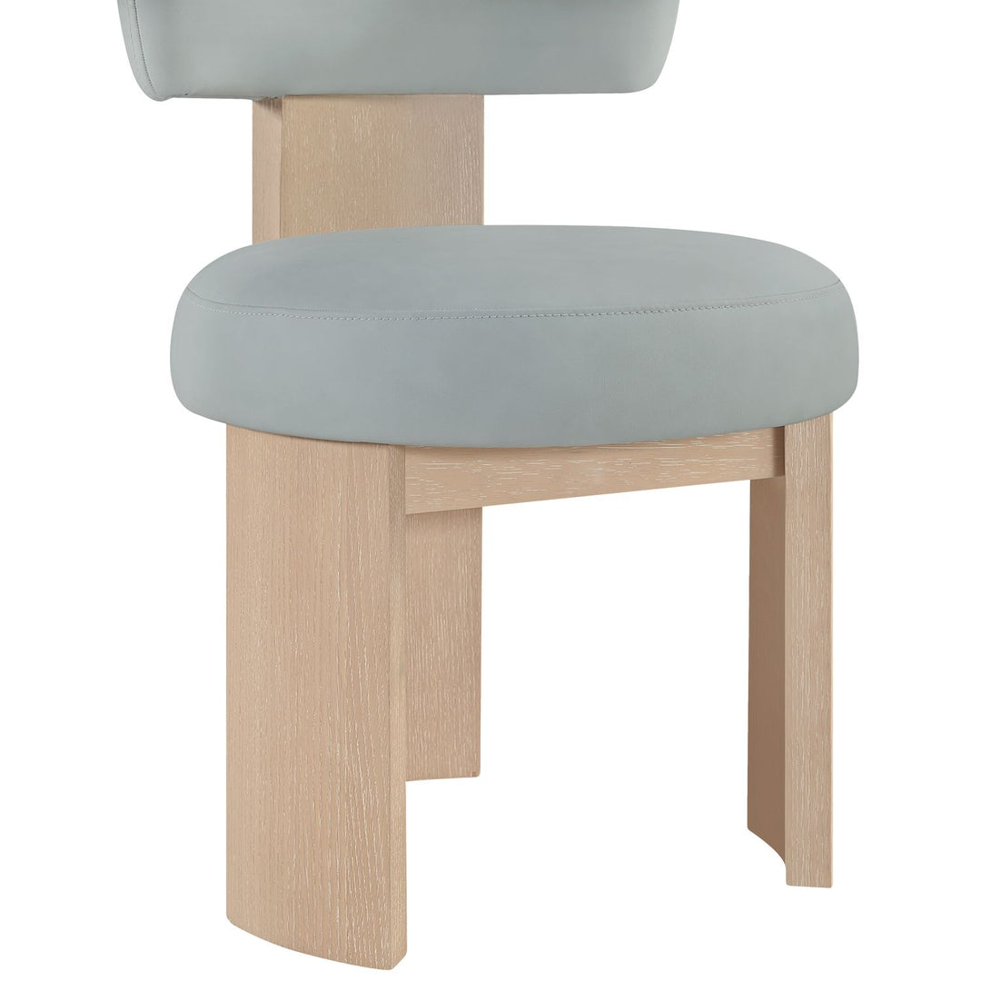 Atelier Vegan Leather Upholstered Dining Chair — LtBlu / Painted Natural