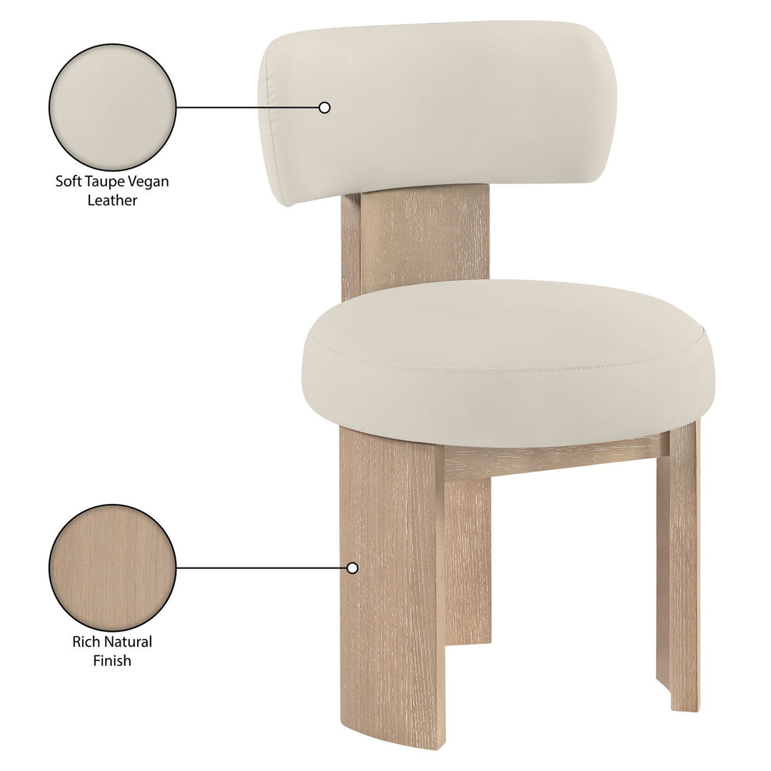 Atelier Vegan Leather Upholstered Dining Chair — Taupe / Painted Natural