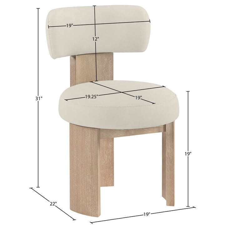 Atelier Vegan Leather Upholstered Dining Chair — Taupe / Painted Natural
