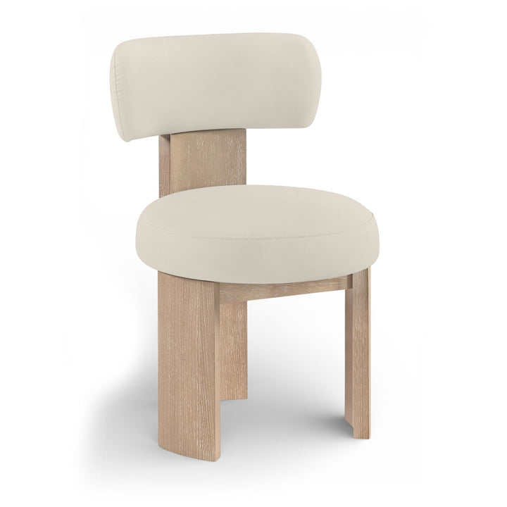 Atelier Vegan Leather Upholstered Dining Chair — Taupe / Painted Natural