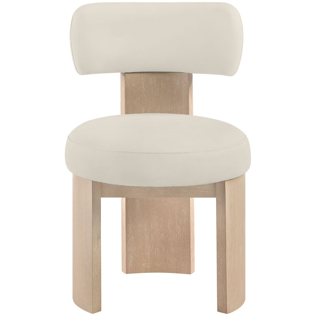 Atelier Vegan Leather Upholstered Dining Chair — Taupe / Painted Natural
