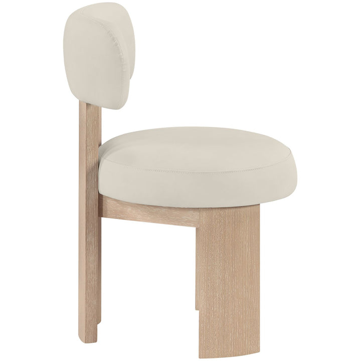 Atelier Vegan Leather Upholstered Dining Chair — Taupe / Painted Natural