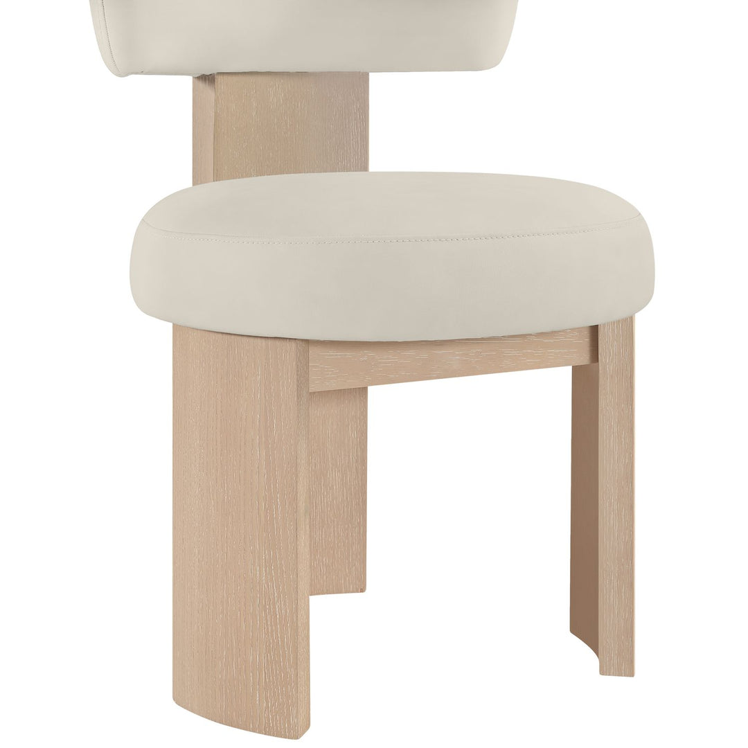 Atelier Vegan Leather Upholstered Dining Chair — Taupe / Painted Natural