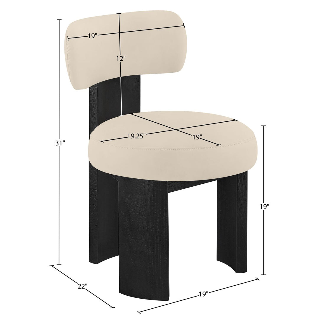 Atelier Vegan Leather Upholstered Dining Chair — Beige / Painted Black