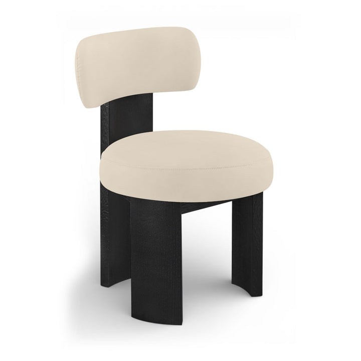 Atelier Vegan Leather Upholstered Dining Chair — Beige / Painted Black