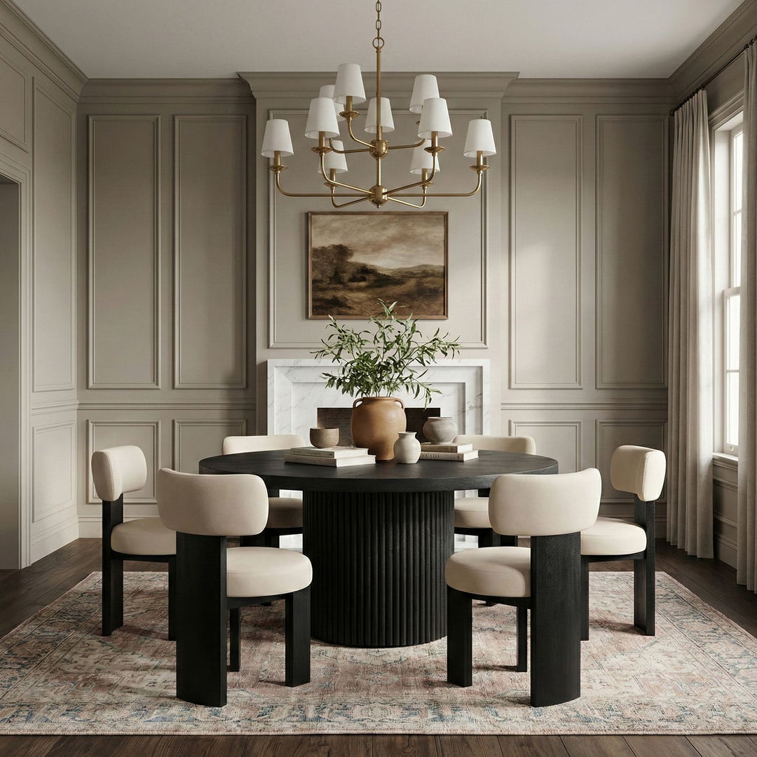 Atelier Vegan Leather Upholstered Dining Chair — Beige / Painted Black