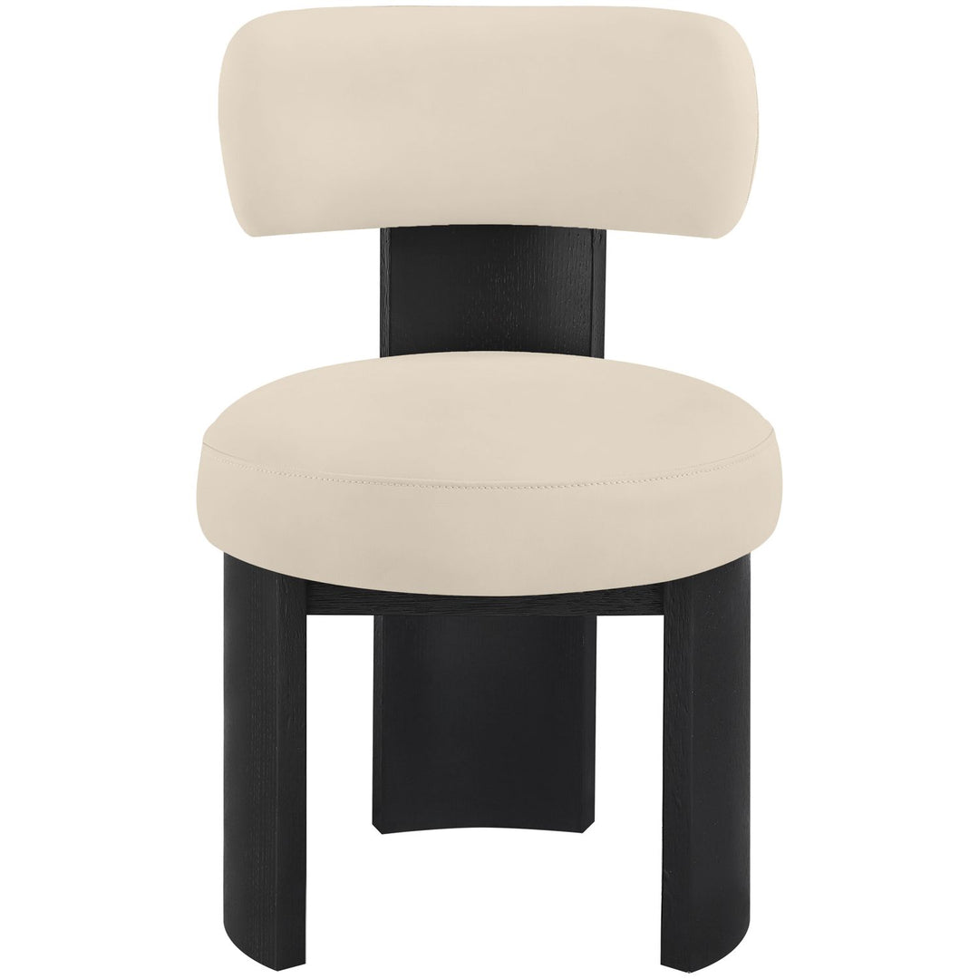 Atelier Vegan Leather Upholstered Dining Chair — Beige / Painted Black