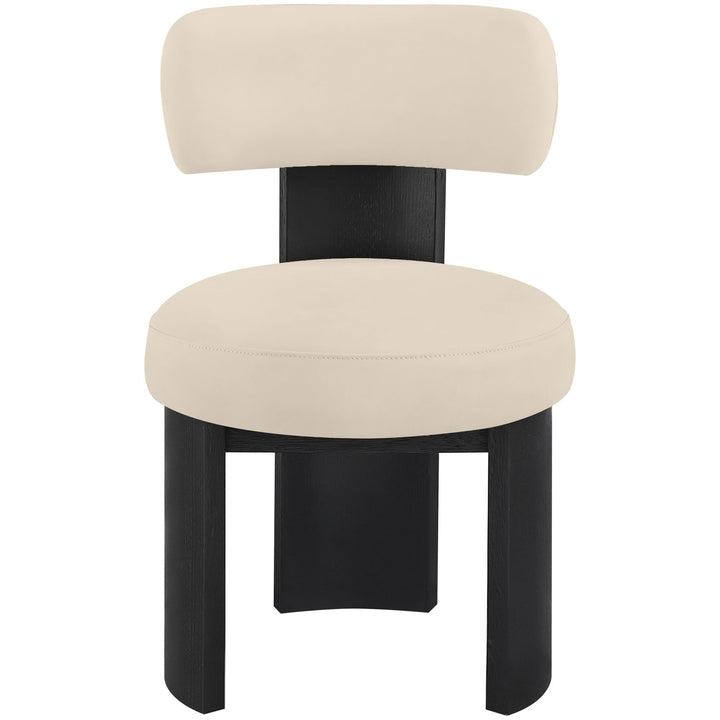Atelier Vegan Leather Upholstered Dining Chair — Beige / Painted Black