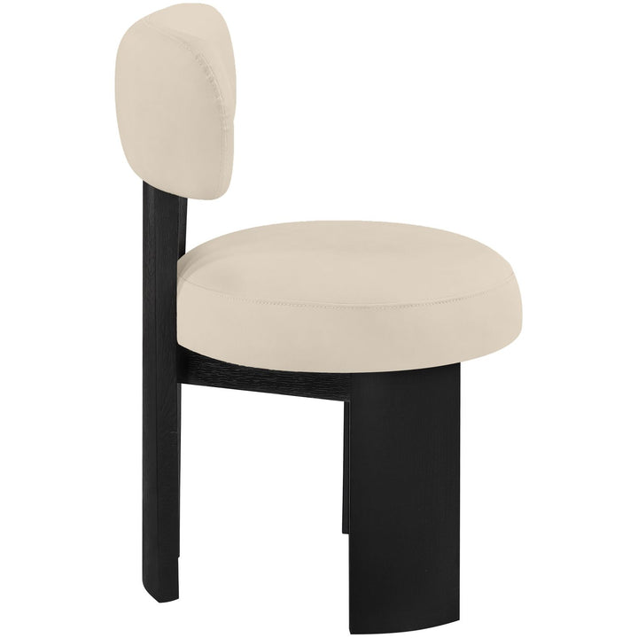 Atelier Vegan Leather Upholstered Dining Chair — Beige / Painted Black