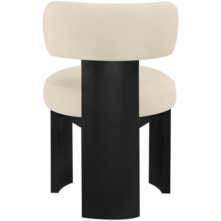 Atelier Vegan Leather Upholstered Dining Chair — Beige / Painted Black