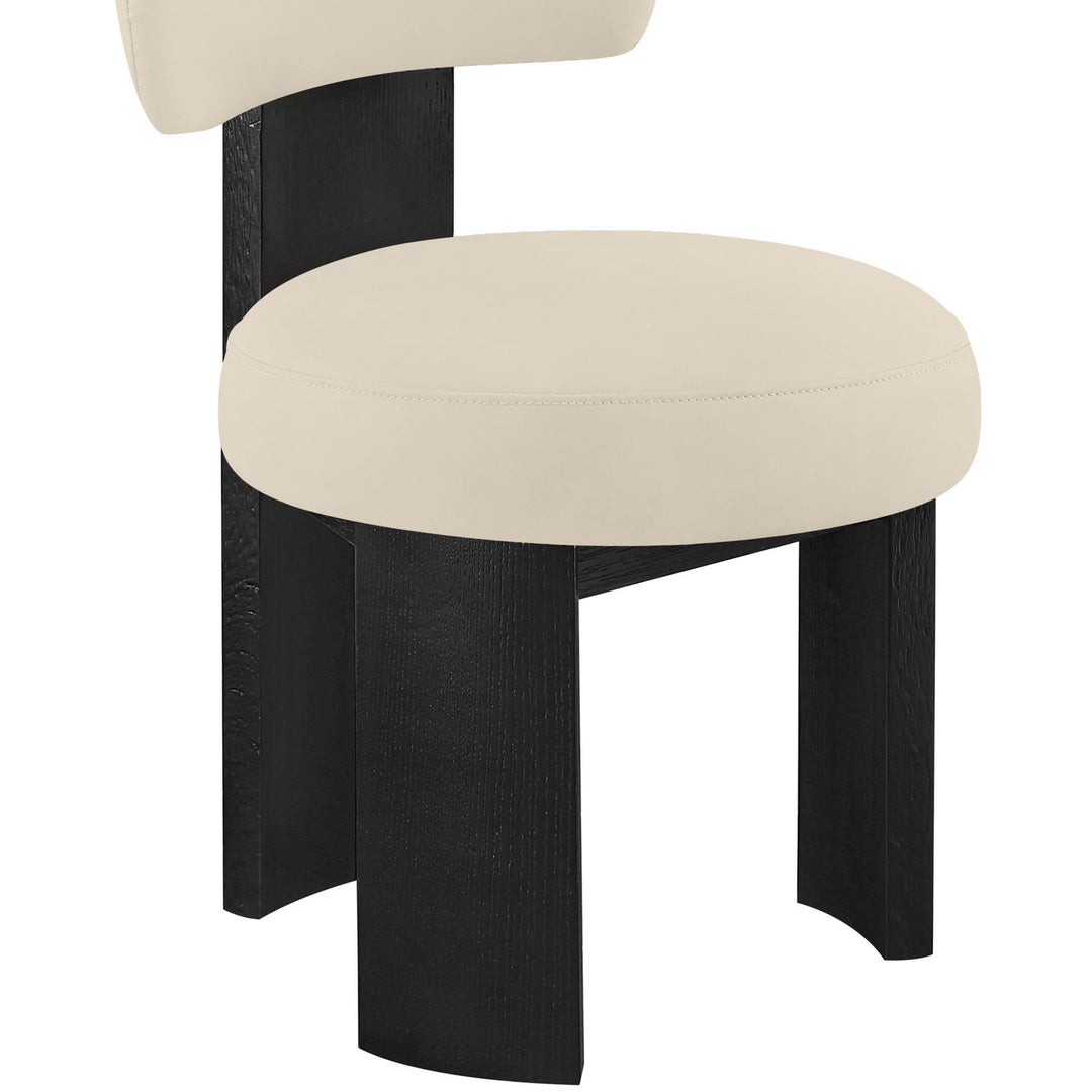 Atelier Vegan Leather Upholstered Dining Chair — Beige / Painted Black