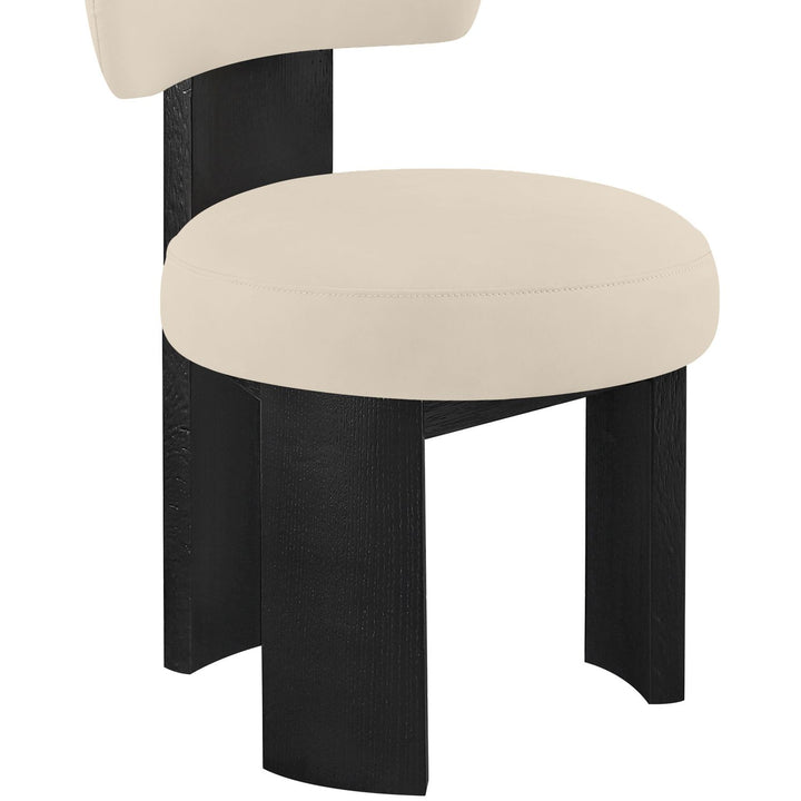 Atelier Vegan Leather Upholstered Dining Chair — Beige / Painted Black