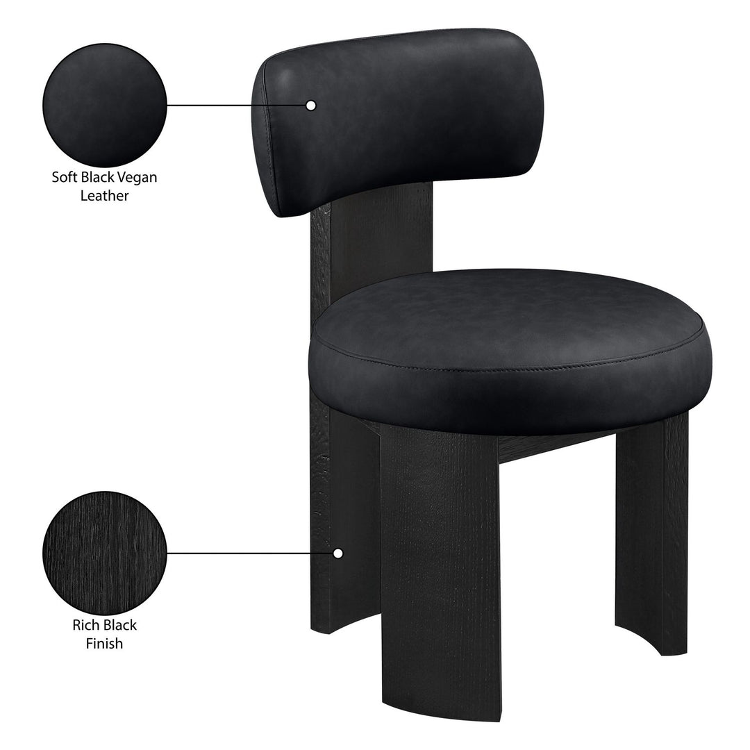 Atelier Vegan Leather Upholstered Dining Chair — Black / Painted Black
