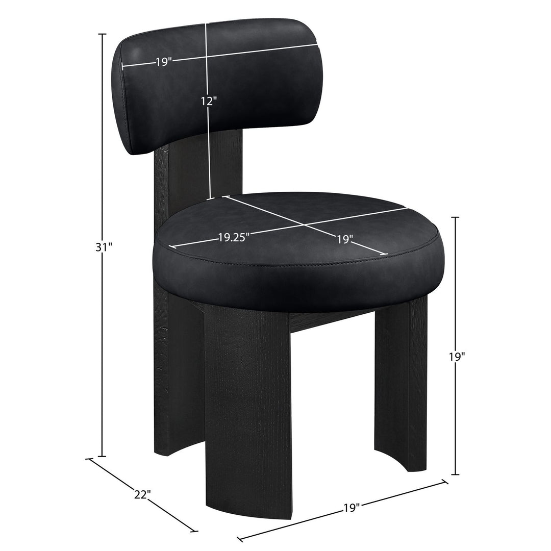 Atelier Vegan Leather Upholstered Dining Chair — Black / Painted Black