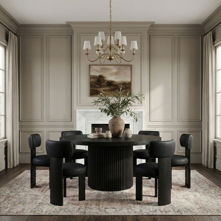Atelier Vegan Leather Upholstered Dining Chair — Black / Painted Black