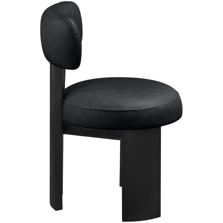 Atelier Vegan Leather Upholstered Dining Chair — Black / Painted Black