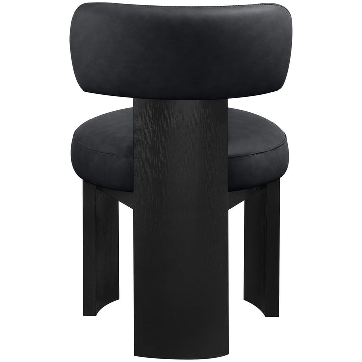 Atelier Vegan Leather Upholstered Dining Chair — Black / Painted Black