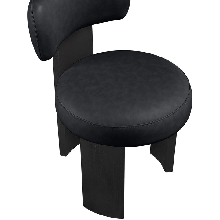 Atelier Vegan Leather Upholstered Dining Chair — Black / Painted Black
