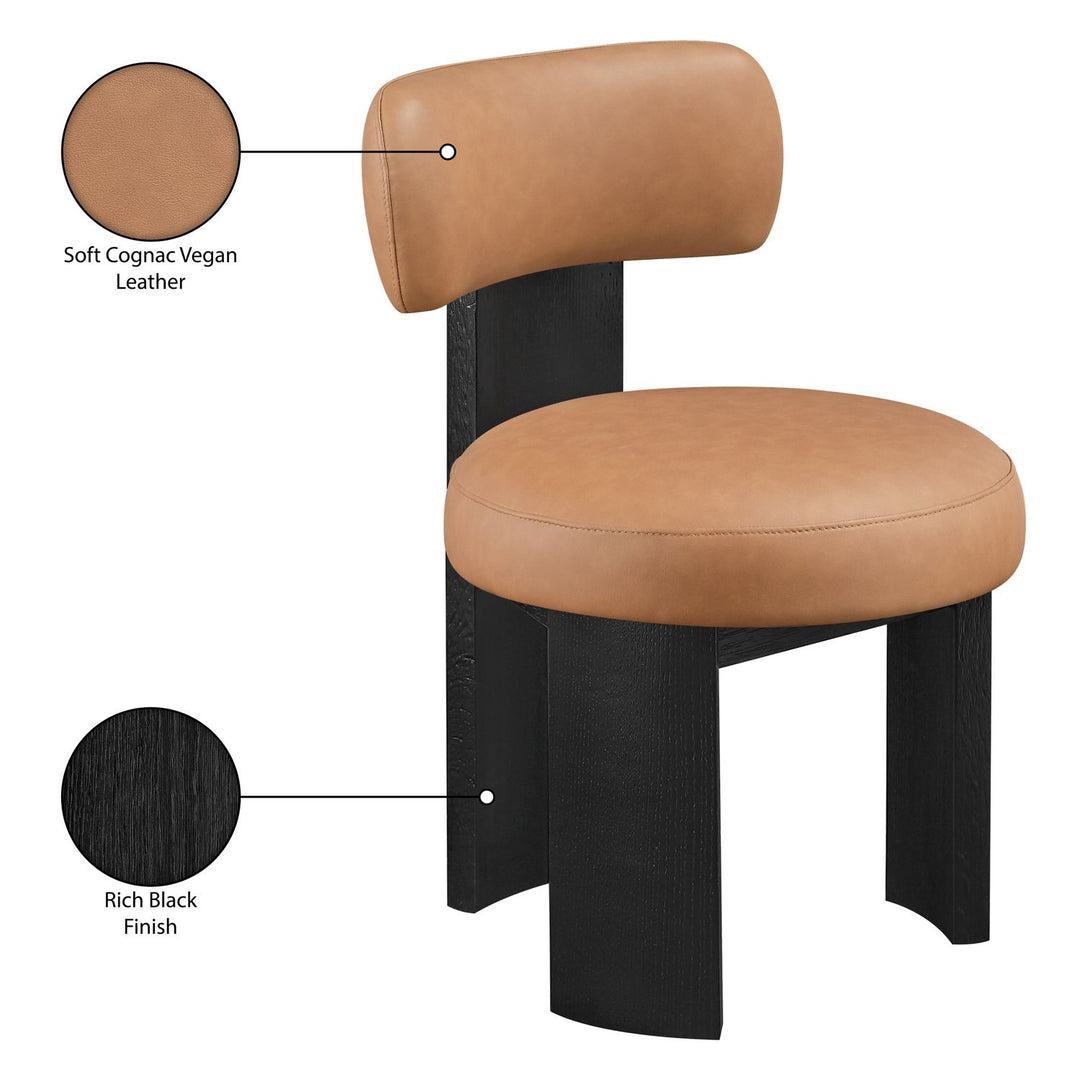 Atelier Vegan Leather Upholstered Dining Chair — Cognac / Painted Black