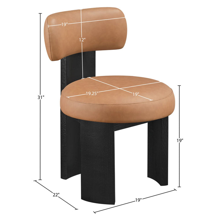 Atelier Vegan Leather Upholstered Dining Chair — Cognac / Painted Black