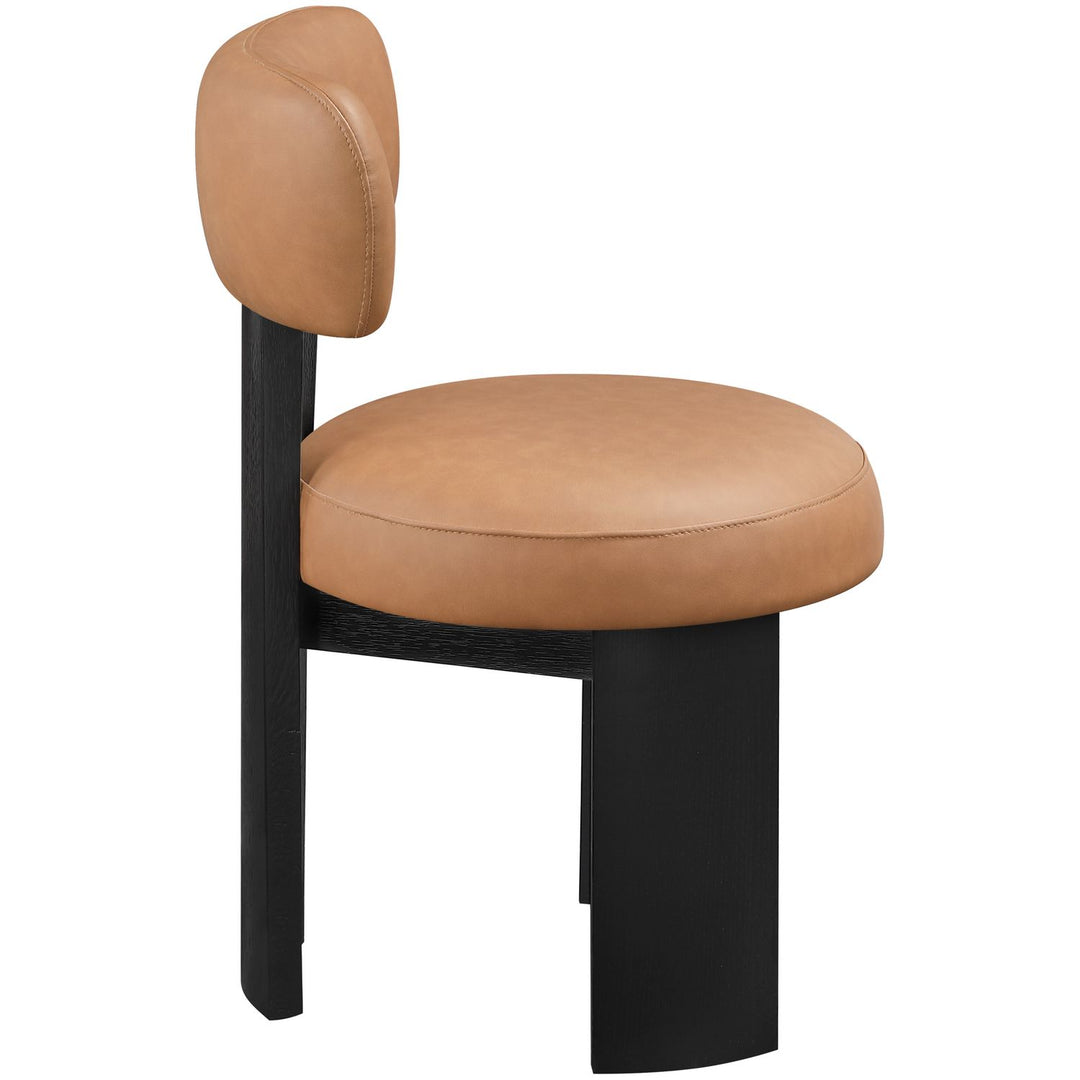 Atelier Vegan Leather Upholstered Dining Chair — Cognac / Painted Black