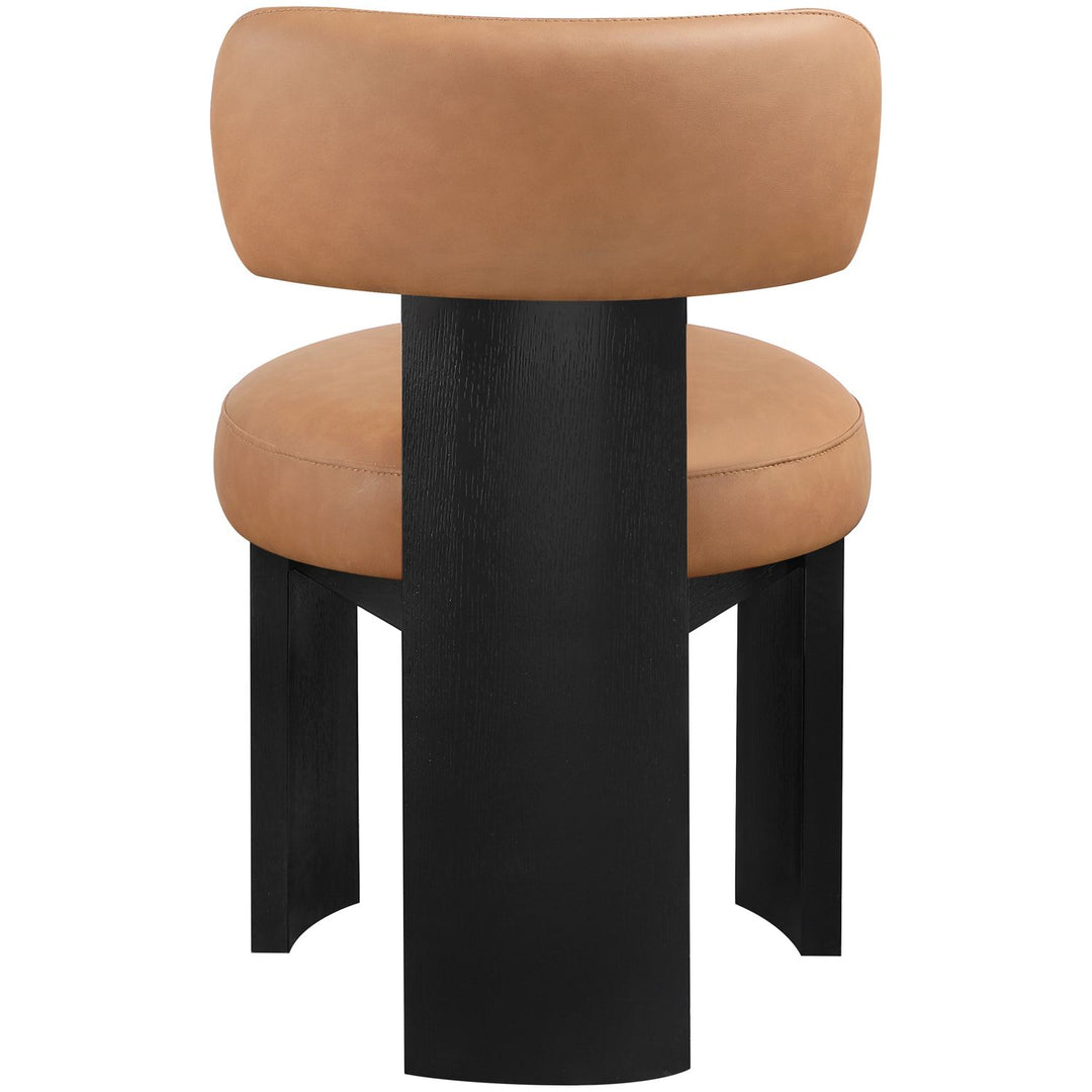 Atelier Vegan Leather Upholstered Dining Chair — Cognac / Painted Black