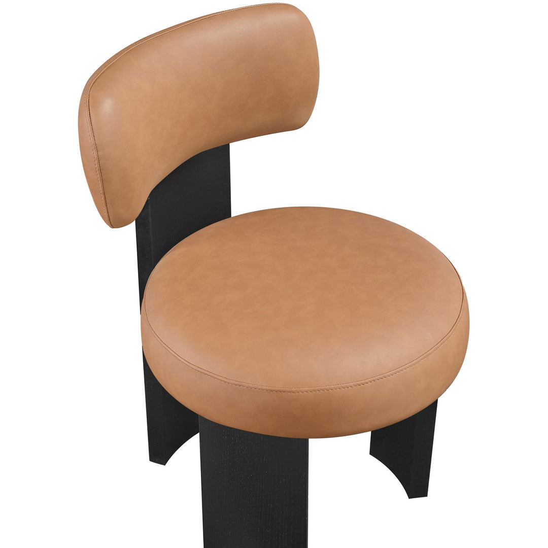 Atelier Vegan Leather Upholstered Dining Chair — Cognac / Painted Black