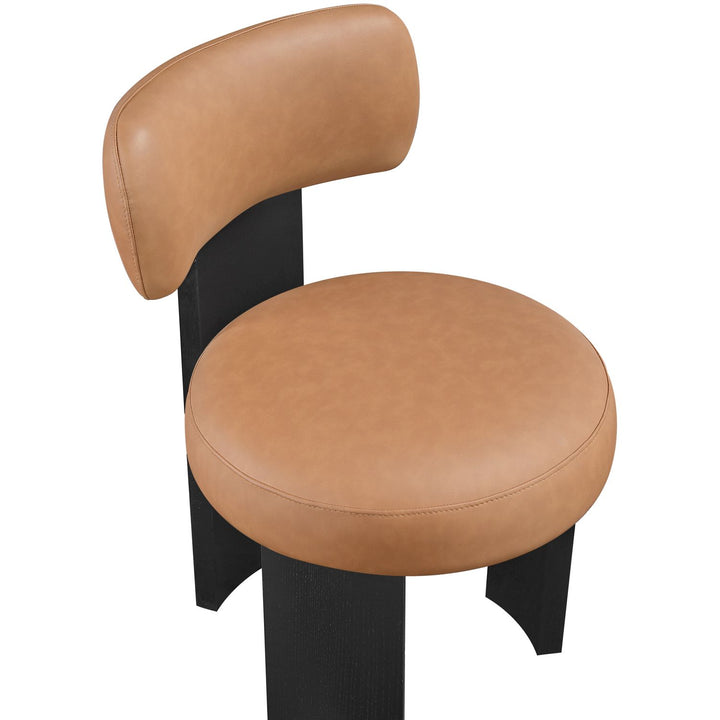 Atelier Vegan Leather Upholstered Dining Chair — Cognac / Painted Black
