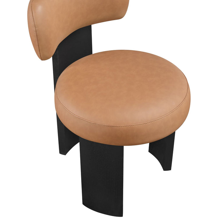 Atelier Vegan Leather Upholstered Dining Chair — Cognac / Painted Black