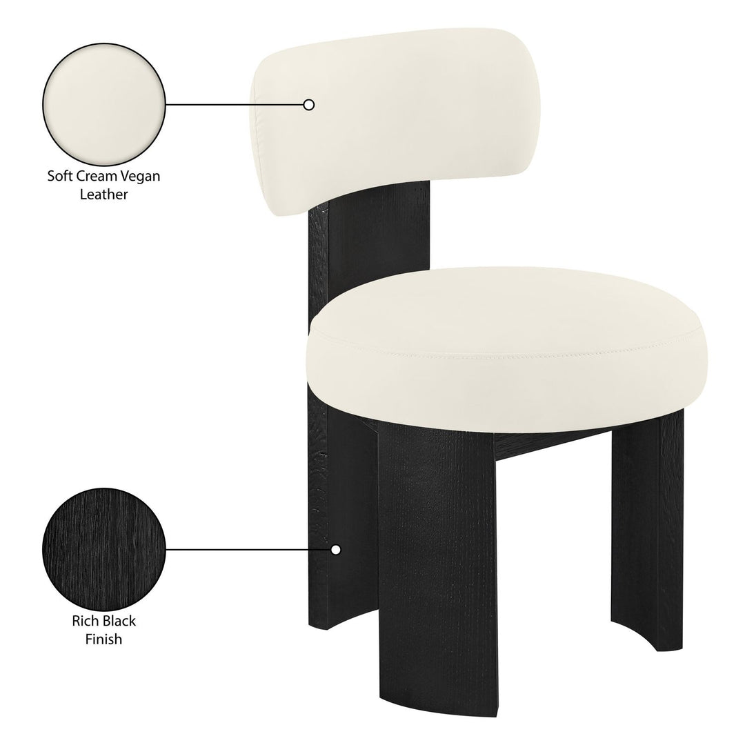 Atelier Vegan Leather Upholstered Dining Chair — Cream / Painted Black