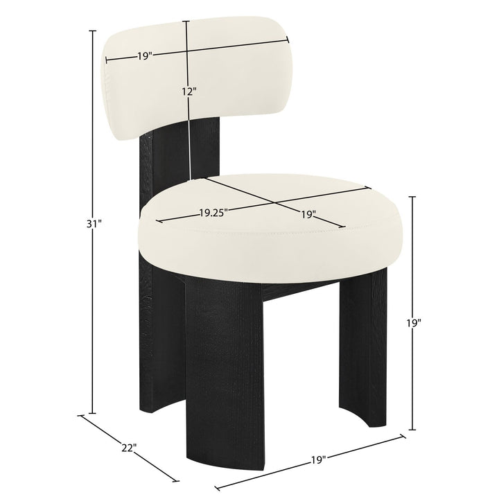Atelier Vegan Leather Upholstered Dining Chair — Cream / Painted Black
