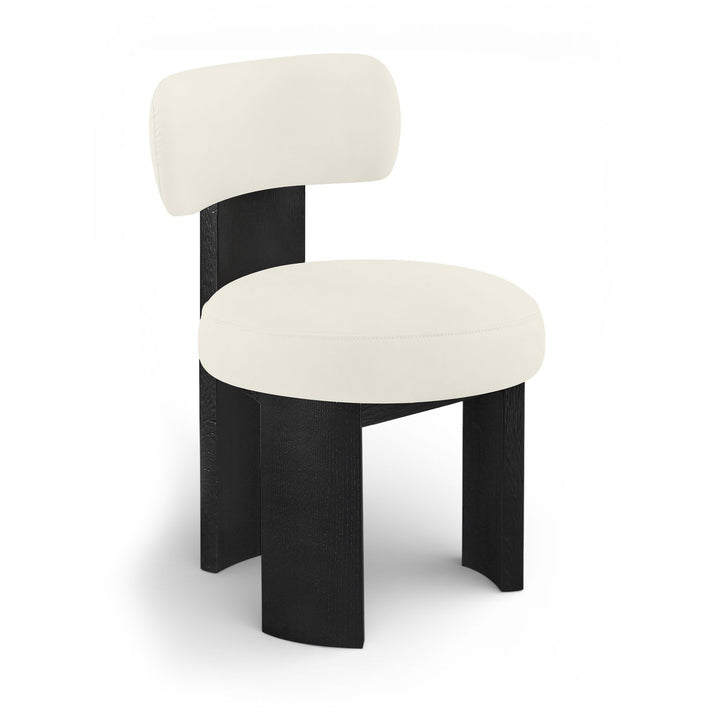 Atelier Vegan Leather Upholstered Dining Chair — Cream / Painted Black