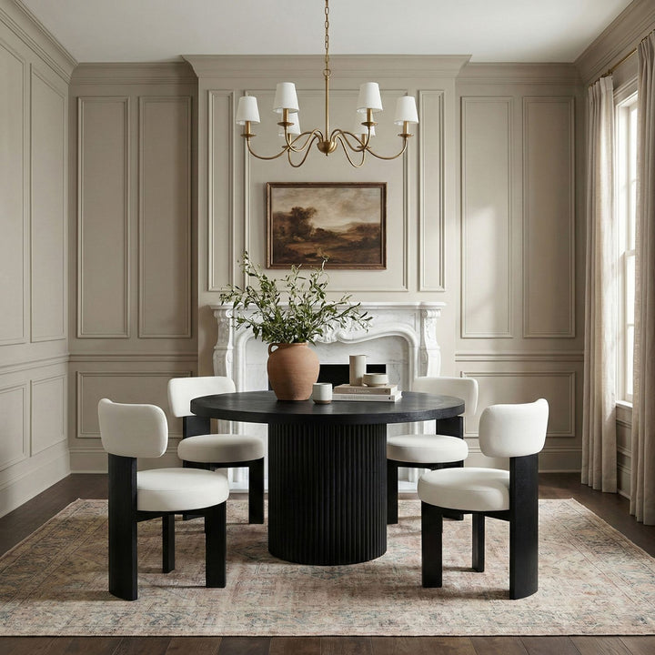 Atelier Vegan Leather Upholstered Dining Chair — Cream / Painted Black